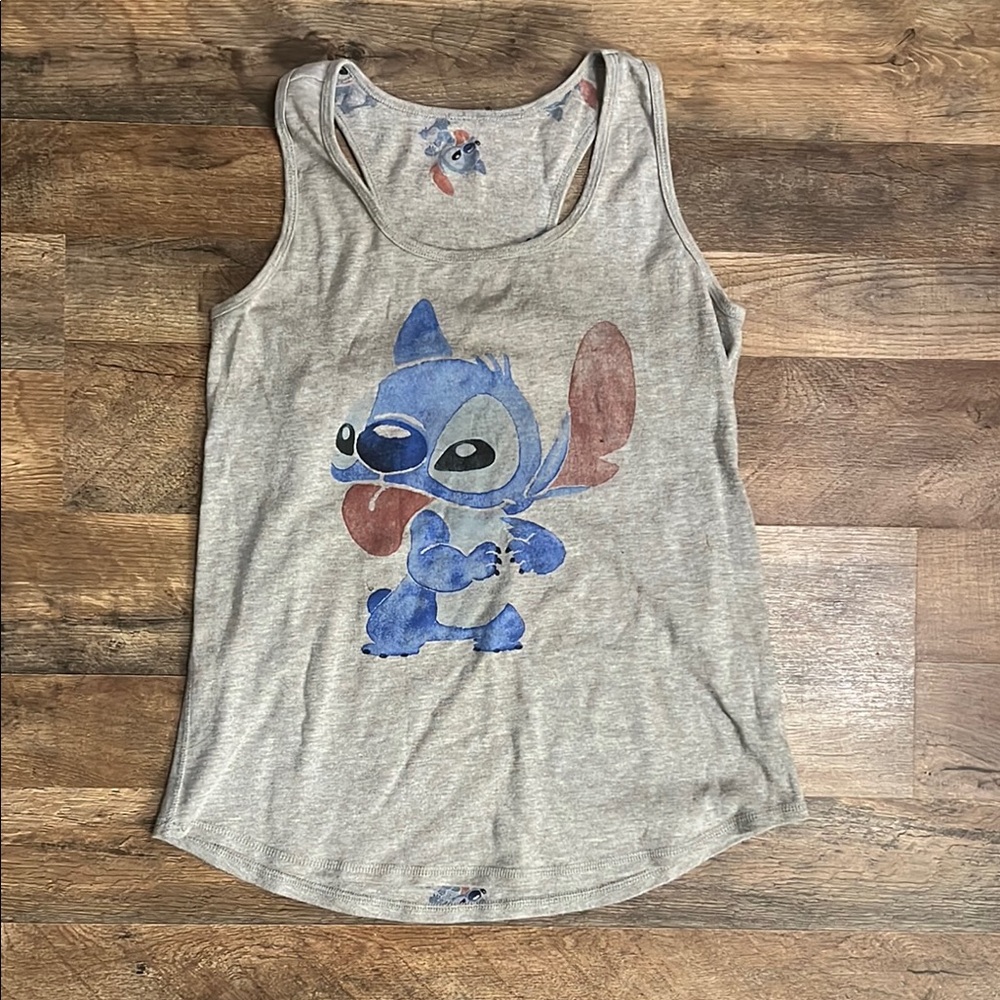 Gray Tank Top with Blue Stitch Print (Revers-able)